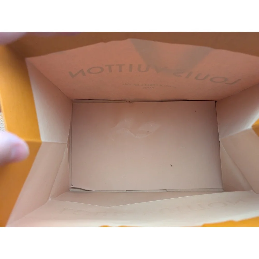 Louis Vuitton Small Gift Bag Orange Brown Blue Double Handles 9.75 x 8.25 x 6